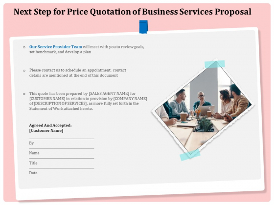 Professional Next Step For Price Quotation Of Business Services Proposal Professional PDF