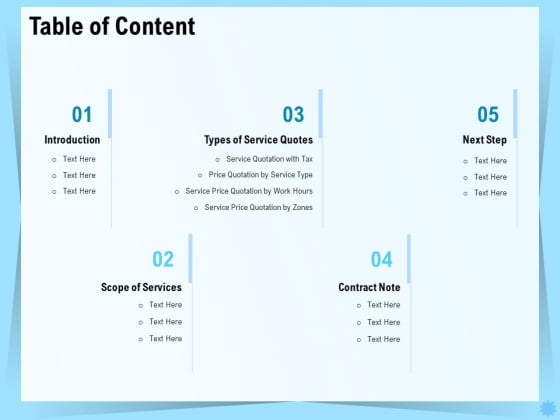 Professional Quotation Estimation Solutions Table Of Content Brochure PDF Professional Quotation Estimation Solutions Table Of Content Brochure PDF