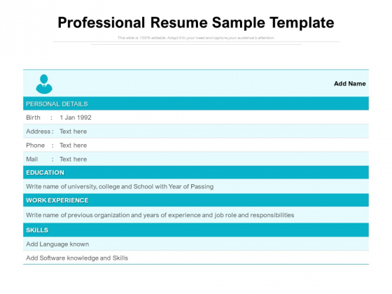 Professional Resume Sample Template Ppt PowerPoint Presentation Infographic Template Infographics PDF Professional Resume Sample Template Ppt PowerPoint Presentation Infographic Template Infographics PDF
