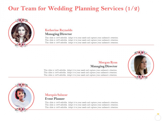 Professional Wedding Planner Our Team For Wedding Planning Services Planner Ppt Infographic Template File Formats PDF Professional Wedding Planner Our Team For Wedding Planning Services Planner Ppt Infographic Template File Formats PDF
