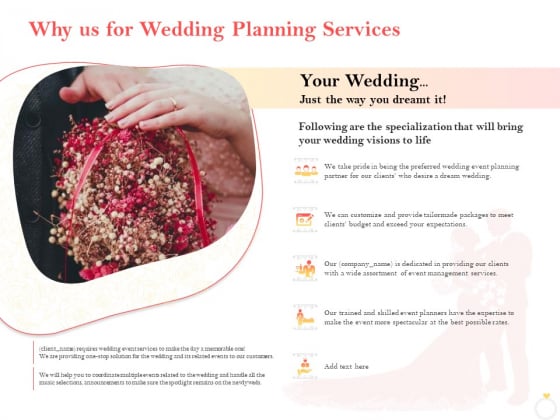 Professional Wedding Planner Why Us For Wedding Planning Services Ppt PowerPoint Presentation Topics PDF Professional Wedding Planner Why Us For Wedding Planning Services Ppt PowerPoint Presentation Topics PDF