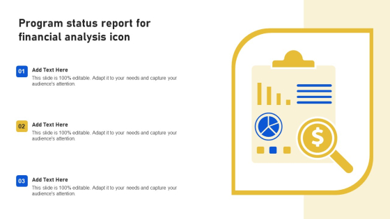 Program Status Report For Financial Analysis Icon Infographics PDF