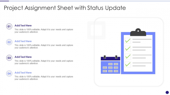 Project Assignment Sheet With Status Update Graphics PDF