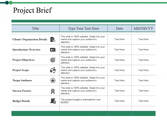 Project Brief Ppt PowerPoint Presentation Ideas Show
