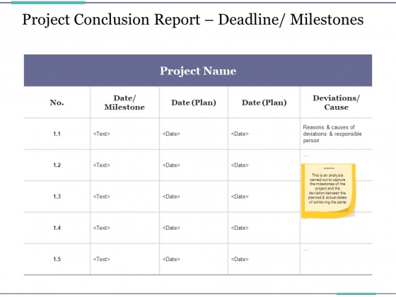 Project Conclusion Report Deadline Milestones Ppt PowerPoint Presentation Infographics Topics Project Conclusion Report Deadline Milestones Ppt PowerPoint Presentation Infographics Topics