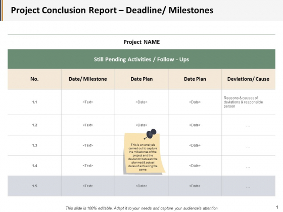 Project Conclusion Report Deadline Milestones Ppt PowerPoint Presentation Pictures Slide Project Conclusion Report Deadline Milestones Ppt PowerPoint Presentation Pictures Slide