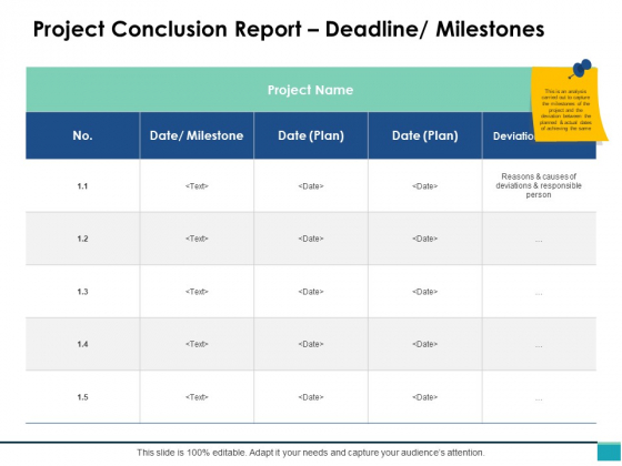 Project Conclusion Report Deadline Milestones Ppt PowerPoint Presentation Slides Structure Project Conclusion Report Deadline Milestones Ppt PowerPoint Presentation Slides Structure