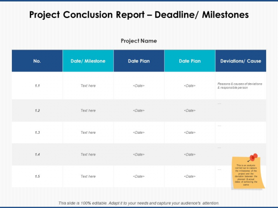 Project Conclusion Report Deadline Milestones Slide Planning Ppt PowerPoint Presentation Layouts Professional Project Conclusion Report Deadline Milestones Slide Planning Ppt PowerPoint Presentation Layouts Professional