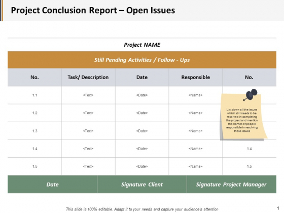 Project Conclusion Report Open Issues Ppt PowerPoint Presentation Layouts Slide Download Project Conclusion Report Open Issues Ppt PowerPoint Presentation Layouts Slide Download