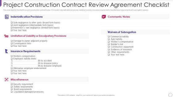Project Construction Contract Review Agreement Checklist Structure PDF