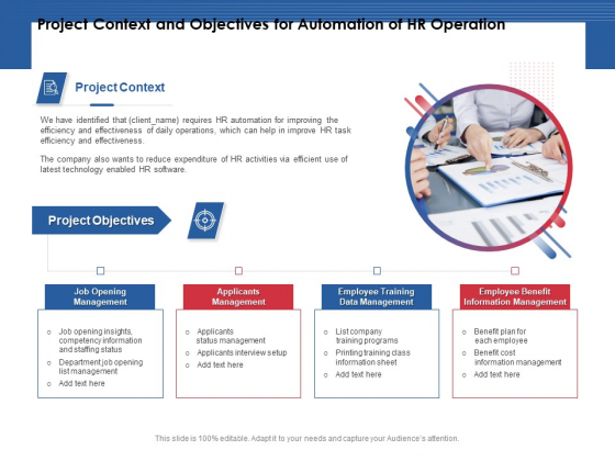 Project Context And Objectives For Automation Of HR Operation Ppt PowerPoint Presentation Pictures Example PDF Project Context And Objectives For Automation Of HR Operation Ppt PowerPoint Presentation Pictures Example PDF