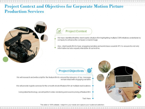 Project Context And Objectives For Corporate Motion Picture Production Services Ppt PowerPoint Presentation Outline Brochure Project Context And Objectives For Corporate Motion Picture Production Services Ppt PowerPoint Presentation Outline Brochure