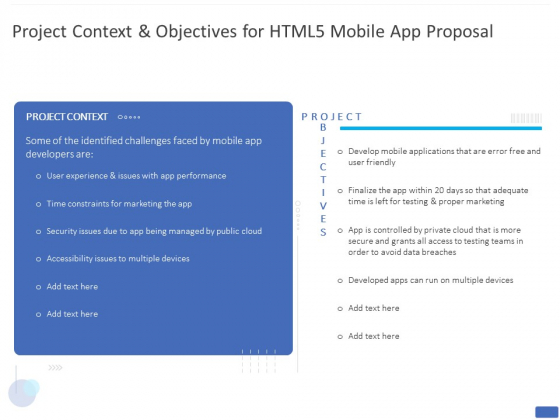 Project Context And Objectives For HTML5 Mobile App Proposal Ppt PowerPoint Presentation Pictures Show PDF Project Context And Objectives For HTML5 Mobile App Proposal Ppt PowerPoint Presentation Pictures Show PDF