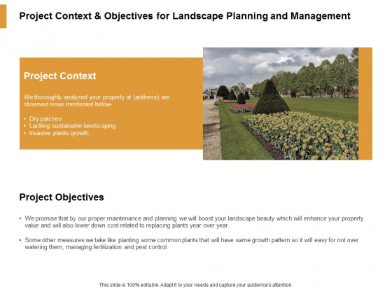 Project Context And Objectives For Landscape Planning And Management Ppt PowerPoint Presentation Outline Aids Project Context And Objectives For Landscape Planning And Management Ppt PowerPoint Presentation Outline Aids