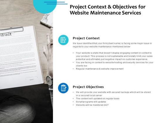 Project Context And Objectives For Website Maintenance Services Ppt PowerPoint Presentation Outline Format Ideas Project Context And Objectives For Website Maintenance Services Ppt PowerPoint Presentation Outline Format Ideas