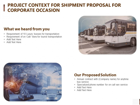 Project Context For Shipment Proposal For Corporate Occasion Elements PDF Project Context For Shipment Proposal For Corporate Occasion Elements PDF