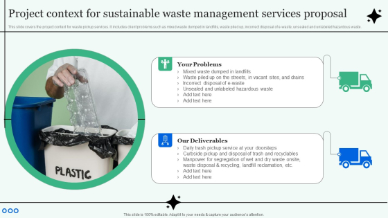 Project Context For Sustainable Waste Management Services Proposal Graphics PDF