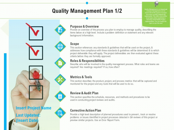 Project Deliverables Outline Quality Management Plan Audit Ppt Professional Inspiration PDF