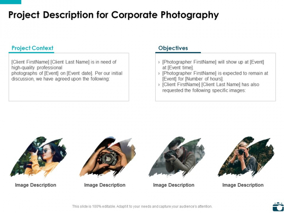 Project Description For Corporate Photography Ppt PowerPoint Presentation Show Example