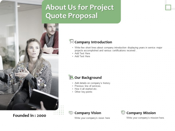 Project Estimate About Us For Project Quote Proposal Ppt Layouts Picture PDF Project Estimate About Us For Project Quote Proposal Ppt Layouts Picture PDF