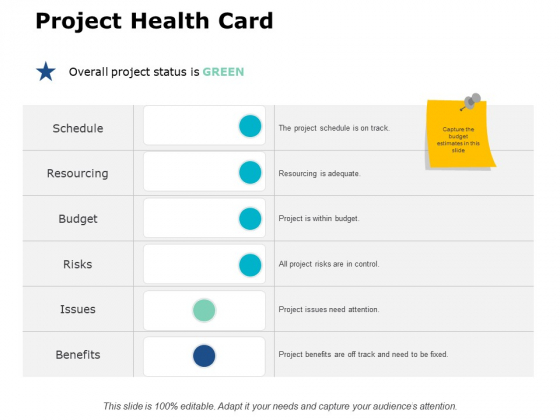 Project Health Card Ppt PowerPoint Presentation Layouts Slideshow