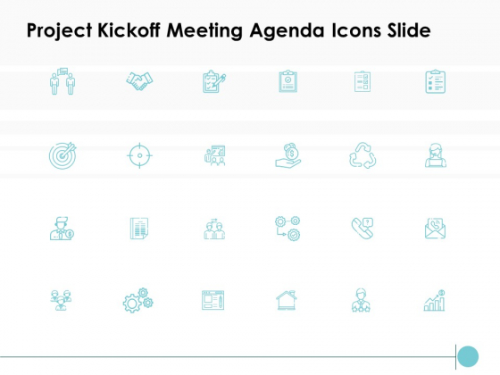 Project Kickoff Meeting Agenda Icons Slide Checklist Ppt PowerPoint Presentation Ideas Graphics Template