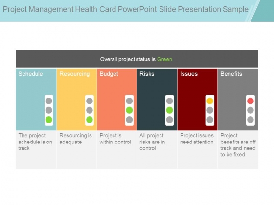 Project Management Health Card Powerpoint Slide Presentation Sample