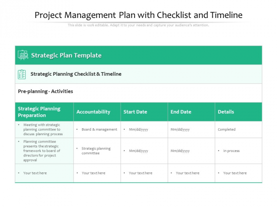 Project Management Plan With Checklist And Timeline Ppt PowerPoint Presentation File Example PDF Project Management Plan With Checklist And Timeline Ppt PowerPoint Presentation File Example PDF