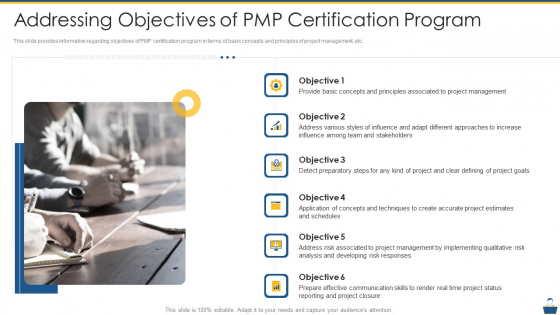 Project Management Professional Certificate Preparation IT Addressing Objectives Of PMP Certification Program Mockup PDF
