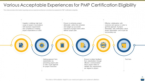 Project Management Professional Certificate Preparation IT Various Acceptable Experiences For Pmp Certification Eligibility Professional PDF Project Management Professional Certificate Preparation IT Various Acceptable Experiences For Pmp Certification Eligibility Professional PDF