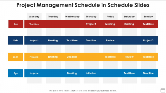 Project Management Schedule In Schedule Slides Summary PDF