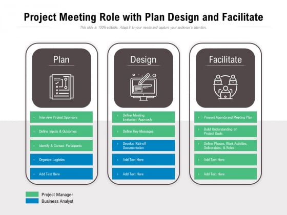 Project Meeting Role With Plan Design And Facilitate Ppt PowerPoint Presentation Gallery Graphics Download PDF Project Meeting Role With Plan Design And Facilitate Ppt PowerPoint Presentation Gallery Graphics Download PDF