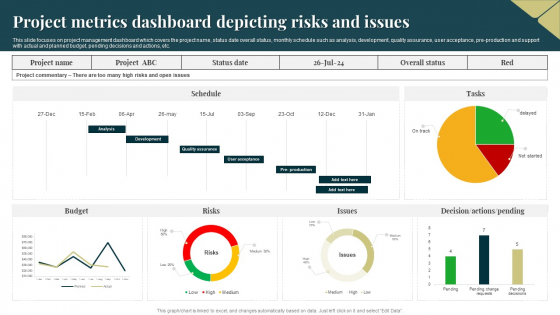 Project Metrics Dashboard Depicting Risks And Issues Rules PDF