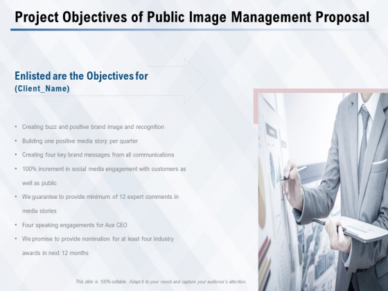 Project Objectives Of Public Image Management Proposal Ppt PowerPoint Presentation Infographic Template Images