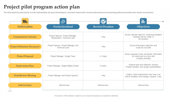 Project Pilot Program Action Plan Sample PDF