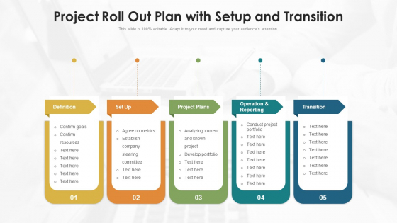 Project Roll Out Plan With Setup And Transition Ppt PowerPoint Presentation Slides Portrait PDF