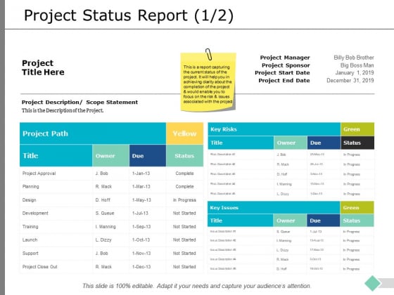 Project Status Report Scope Statement Ppt PowerPoint Presentation Model Clipart Images