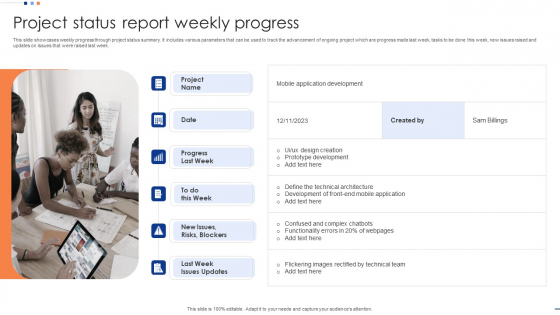 Project Status Report Weekly Progress Slides PDF