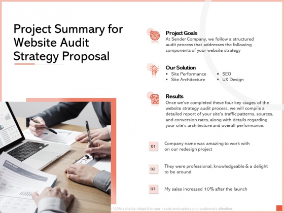 Project Summary For Website Audit Strategy Proposal Ppt Slides Example Topics PDF Project Summary For Website Audit Strategy Proposal Ppt Slides Example Topics PDF