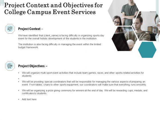 Promoting University Event Project Context And Objectives For College Campus Event Services Infographics PDF Promoting University Event Project Context And Objectives For College Campus Event Services Infographics PDF