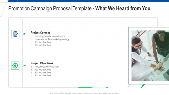 Promotion Campaign Proposal Template What We Heard From You Ppt Inspiration Graphics Download PDF Promotion Campaign Proposal Template What We Heard From You Ppt Inspiration Graphics Download PDF