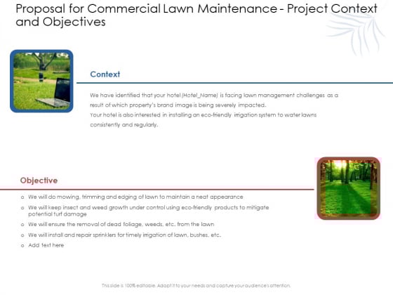 Proposal For Commercial Lawn Maintenance Project Context And Objectives Ppt Portfolio Microsoft PDF Proposal For Commercial Lawn Maintenance Project Context And Objectives Ppt Portfolio Microsoft PDF
