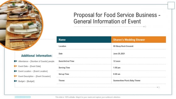 Proposal For Food Service Business General Information Of Event Graphics PDF Proposal For Food Service Business General Information Of Event Graphics PDF