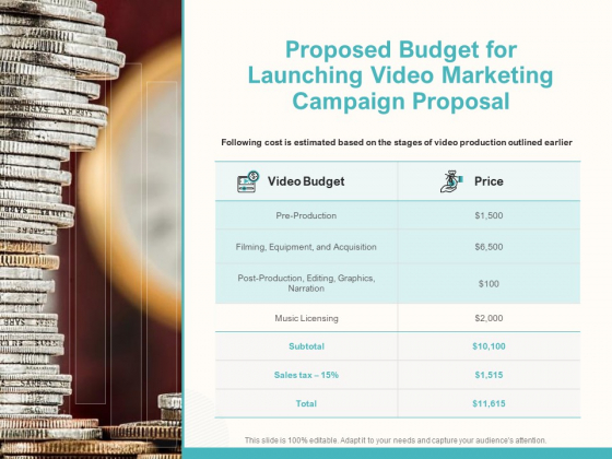 Proposed Budget For Launching Video Marketing Campaign Proposal Ppt Slides Designs PDF Proposed Budget For Launching Video Marketing Campaign Proposal Ppt Slides Designs PDF