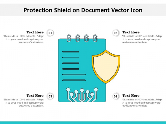 Protection Shield On Document Vector Icon Ppt PowerPoint Presentation Icon Layouts PDF
