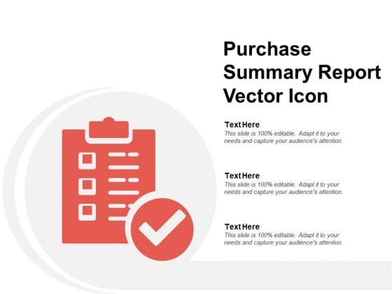 Purchase Summary Report Vector Icon Ppt PowerPoint Presentation Icon Inspiration