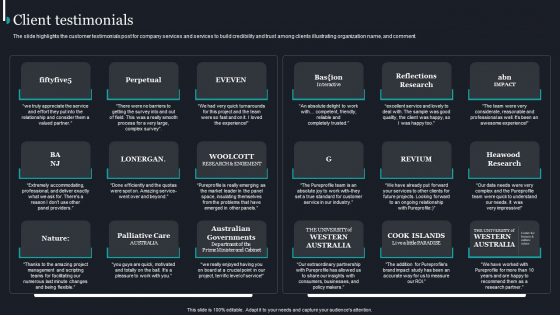 Pureprofile Business Overview Client Testimonials Ppt Outline Styles PDF Pureprofile Business Overview Client Testimonials Ppt Outline Styles PDF
