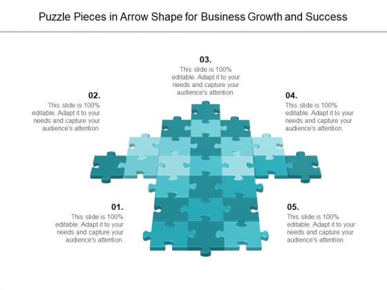 Puzzle Pieces In Arrow Shape For Business Growth And Success Ppt PowerPoint Presentation Ideas Summary