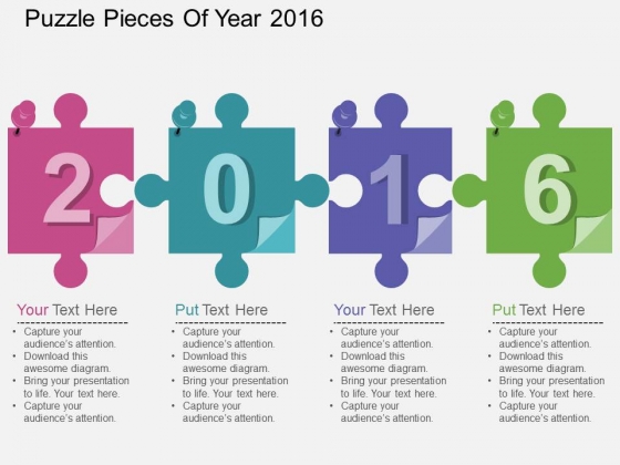 Puzzle Pieces Of Year 2016 Powerpoint Template