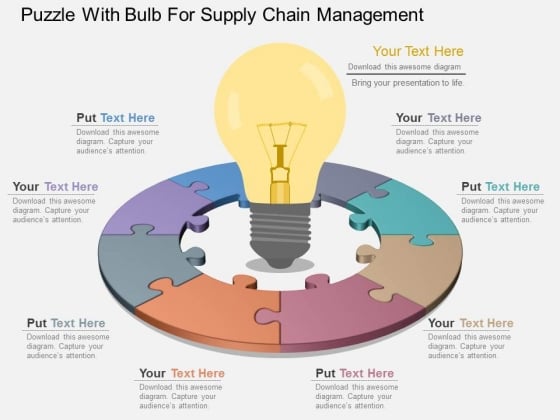 Puzzle With Bulb For Supply Chain Management Powerpoint Template
